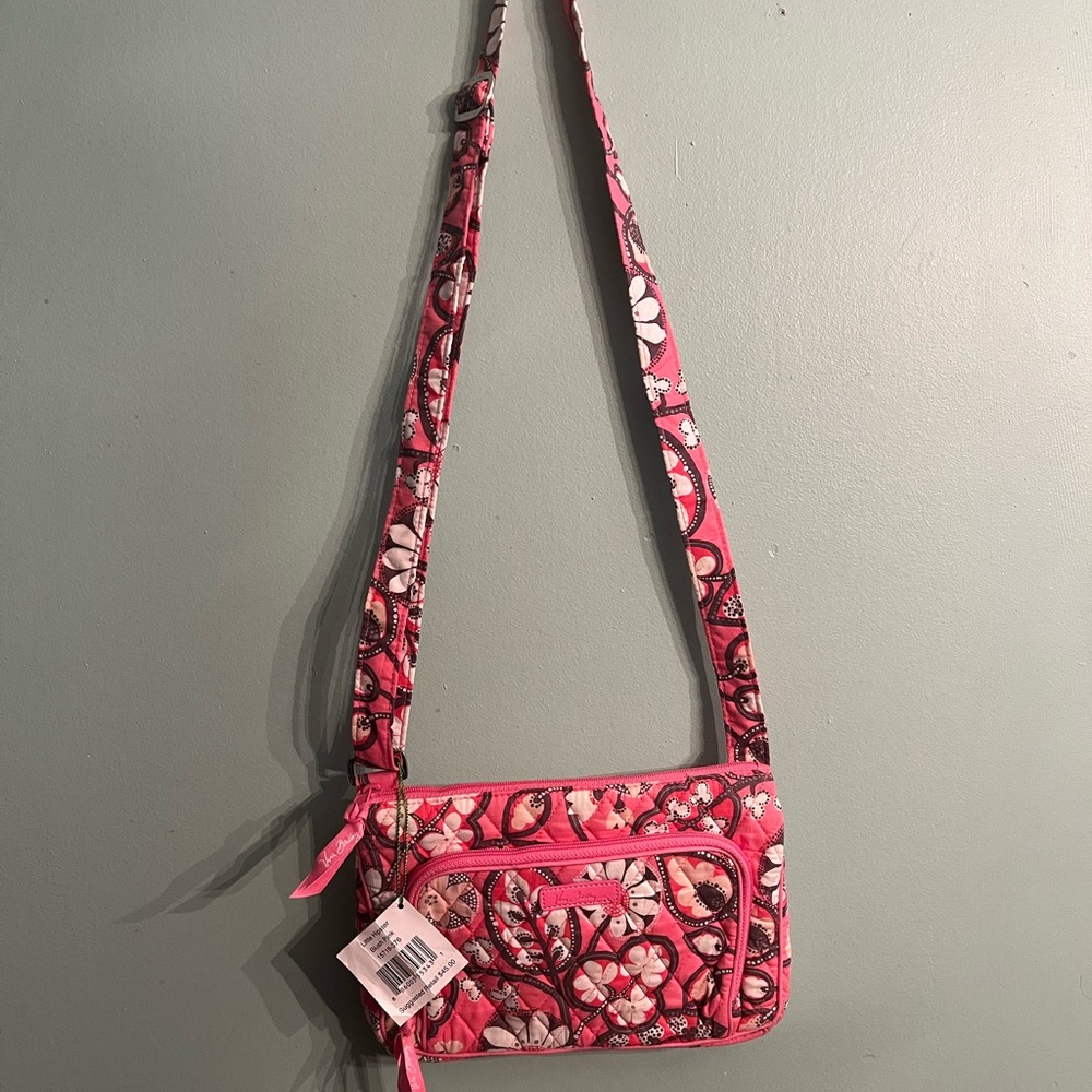 NWT Vera Bradley Floral Pink Crossbody Bag with built in wallet